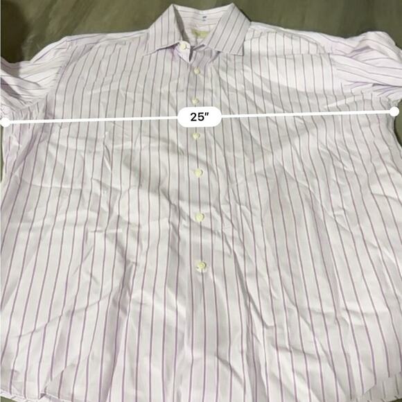 Tommy Bahama 100% Cotton Purple Striped Button Down Shirt Size 17 (32-33) - Picture 9 of 10